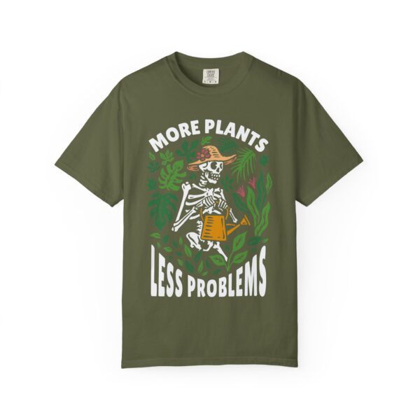 Unisex Garment-Dyed T-shirt – “More Plants, Less Problems” Design