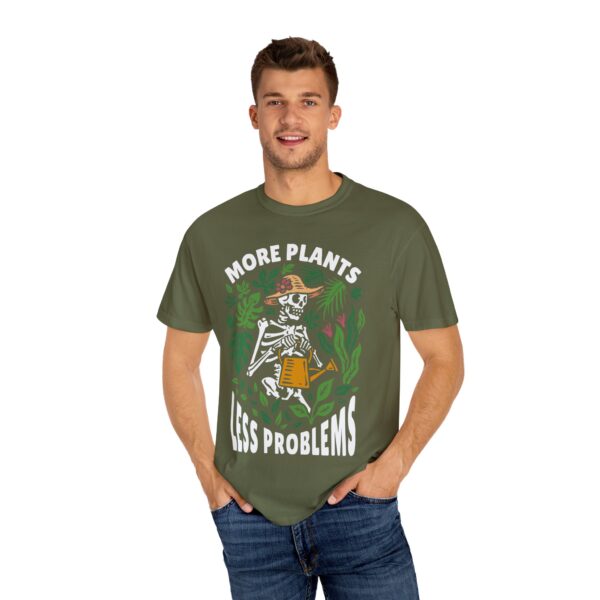 Unisex Garment-Dyed T-shirt – “More Plants, Less Problems” Design - Image 4